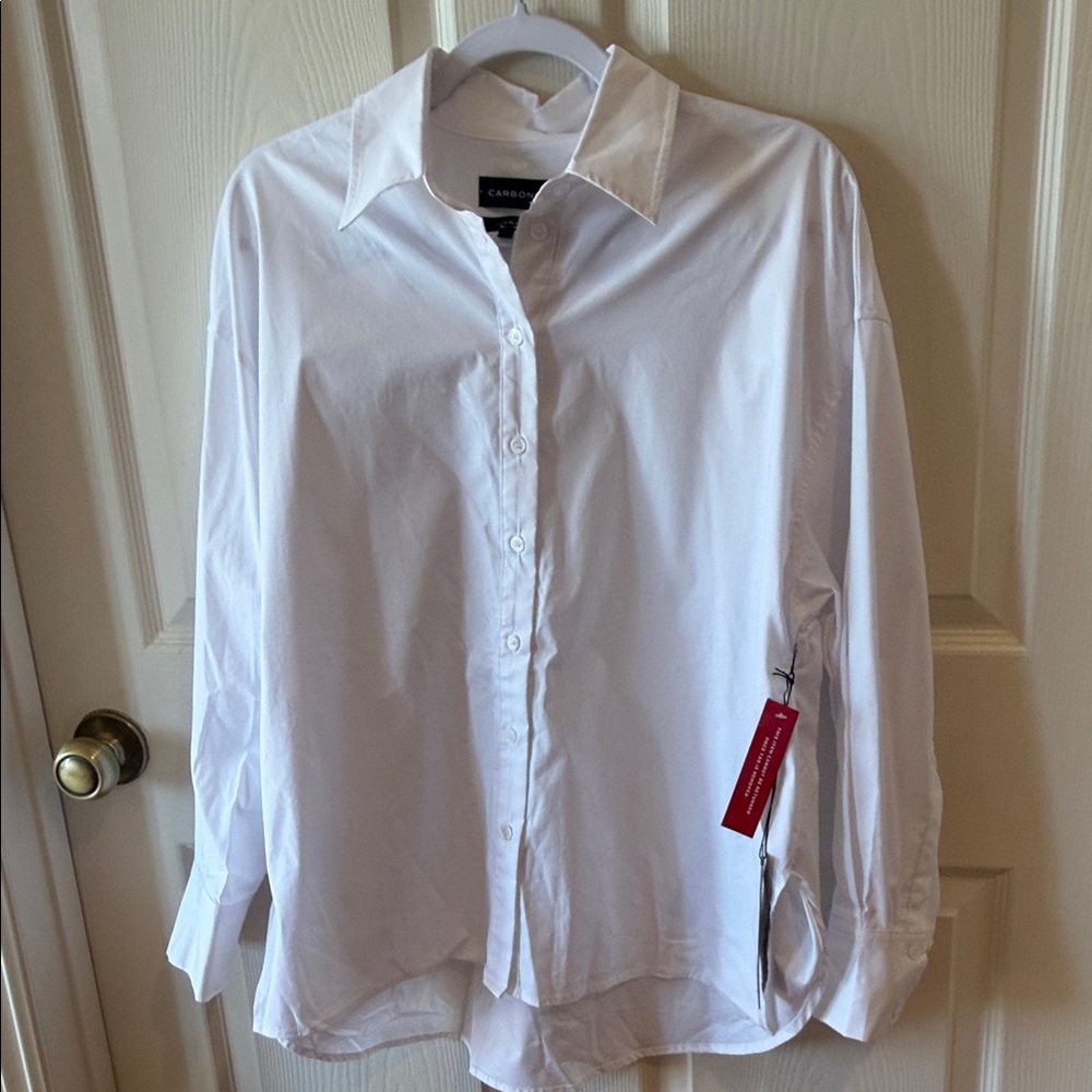 Carbon38 Women’s Casual Button-Down White Shirt Sz S.  NWT. Box20